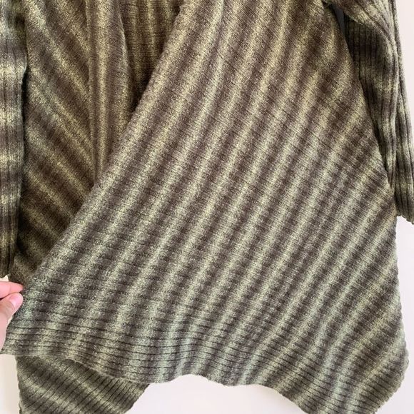 Spanner | Green & Grey Striped Long Sleeve Wool Cardigan - Picture 4 of 7